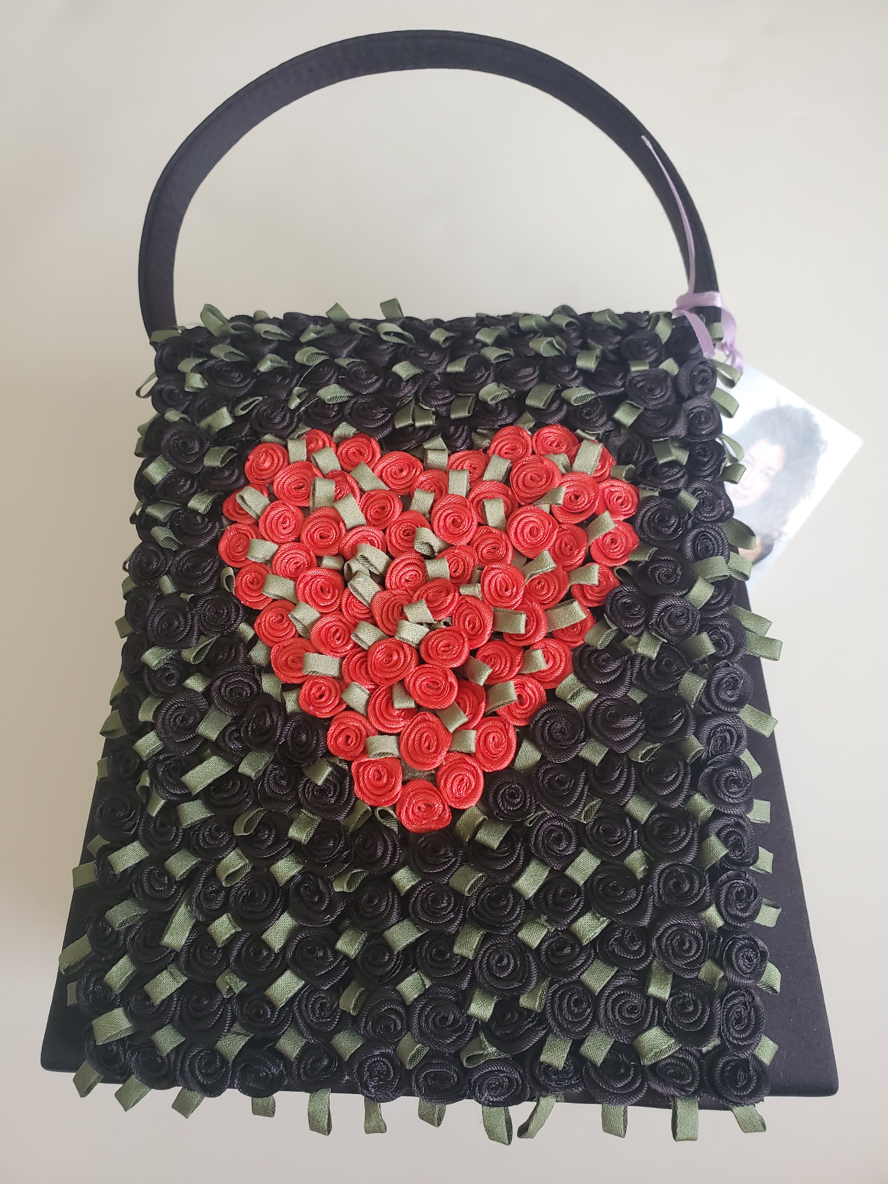 Chic Red Heart Purse Shoulder Bag With Chain Handmade Felt 
