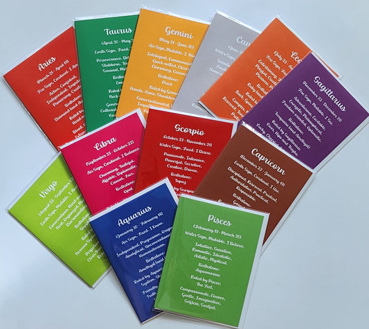 12 Colored ASTROLOGY Cards ( Inside message: (Thinking of YOU!)